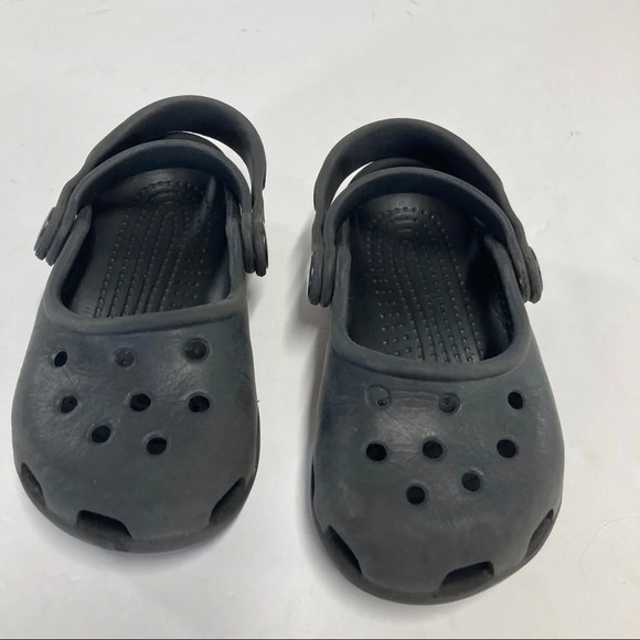 Crocs Youth Clogs Size 7 black double strap - Picture 2 of 7